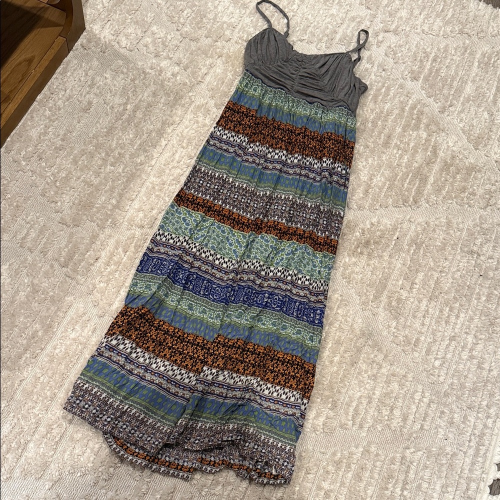 Elegant Multicolor Striped Maxi Dress
